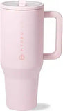 Traveler 32oz Insulated Tumbler with Handle Straw Pink Sand Travel Mug