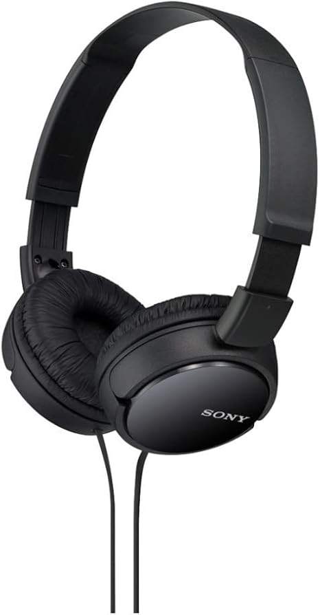 Wired On-Ear Stereo Headphones Lightweight Foldable Comfortable Black Audio Headset