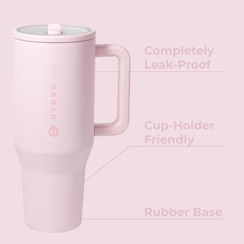 Traveler 32oz Insulated Tumbler with Handle Straw Pink Sand Travel Mug