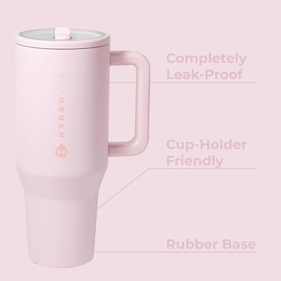 Traveler 32oz Insulated Tumbler with Handle Straw Pink Sand Travel Mug