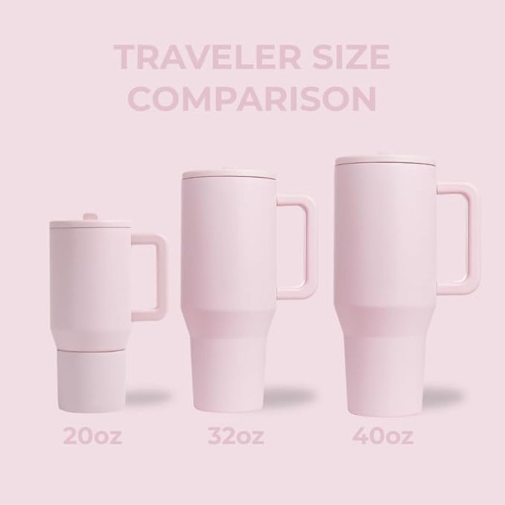 Traveler 32oz Insulated Tumbler with Handle Straw Pink Sand Travel Mug