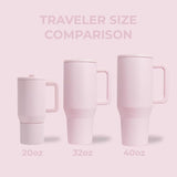 Traveler 32oz Insulated Tumbler with Handle Straw Pink Sand Travel Mug