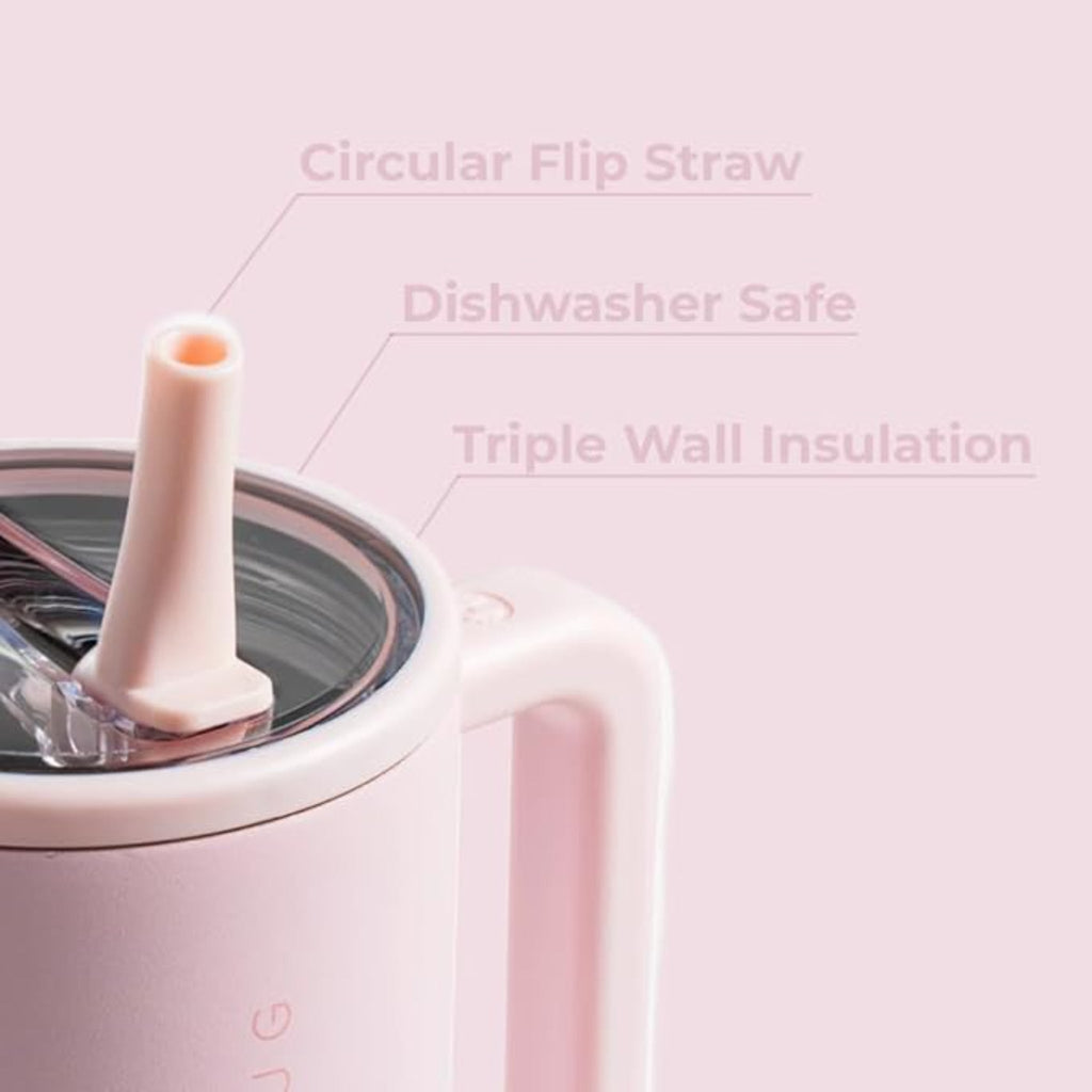 Traveler 32oz Insulated Tumbler with Handle Straw Pink Sand Travel Mug