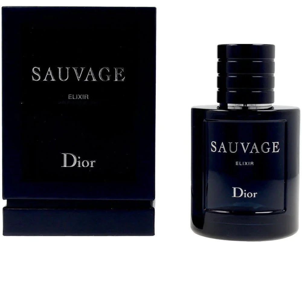 Dior Sauvage Elixir perfume bottle and packaging on a white background