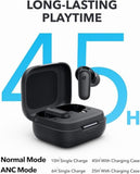 Wireless Noise Cancelling Bluetooth Earbuds Powerful Bass 45H Playtime Black
