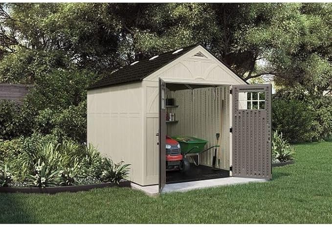 Suncast 8x10 Outdoor Resin Storage Shed Lockable Garden Tool Organizer Large