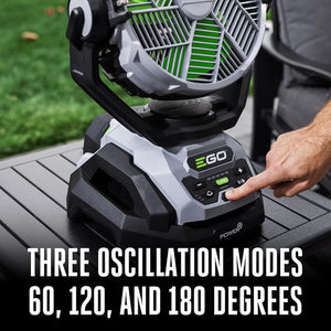 EGO Power+ Oscillating Misting Fan 10-Inch 1700CFM Cordless Outdoor Cooling Black