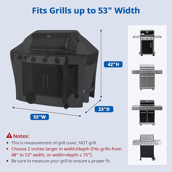 55 Inch Heavy Duty Waterproof Outdoor BBQ Grill Cover UV Protection Black