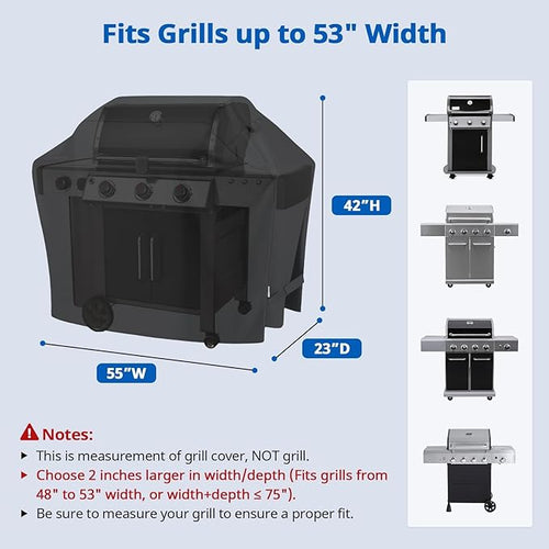 55 Inch Heavy Duty Waterproof Outdoor BBQ Grill Cover UV Protection Black