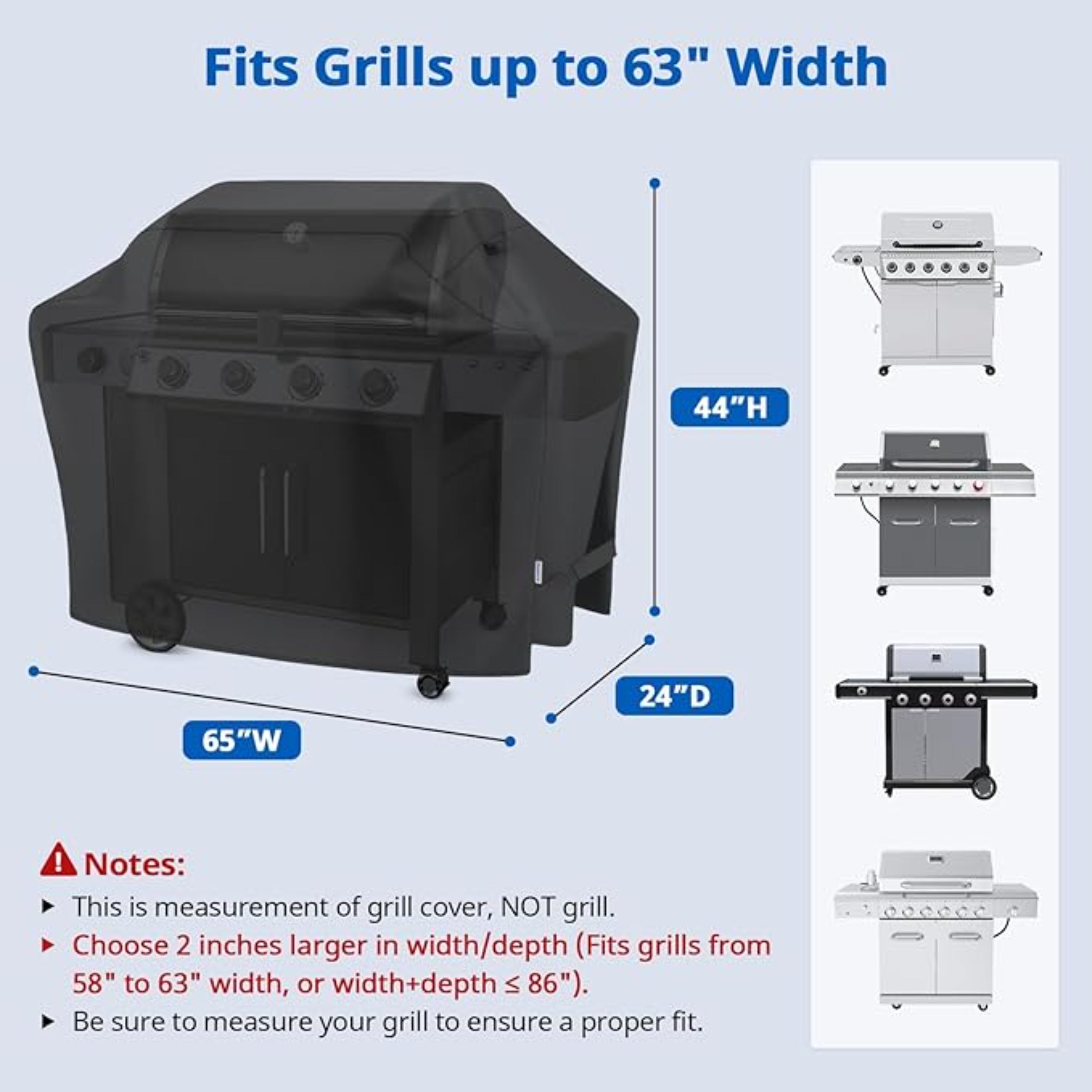 55 Inch Heavy Duty Waterproof Outdoor BBQ Grill Cover UV Protection Black