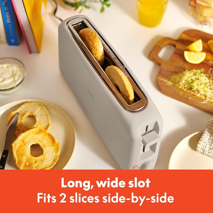 Bella 2-Slice Slim Toaster Long Slot Shade Control Oatmilk 900W Kitchen