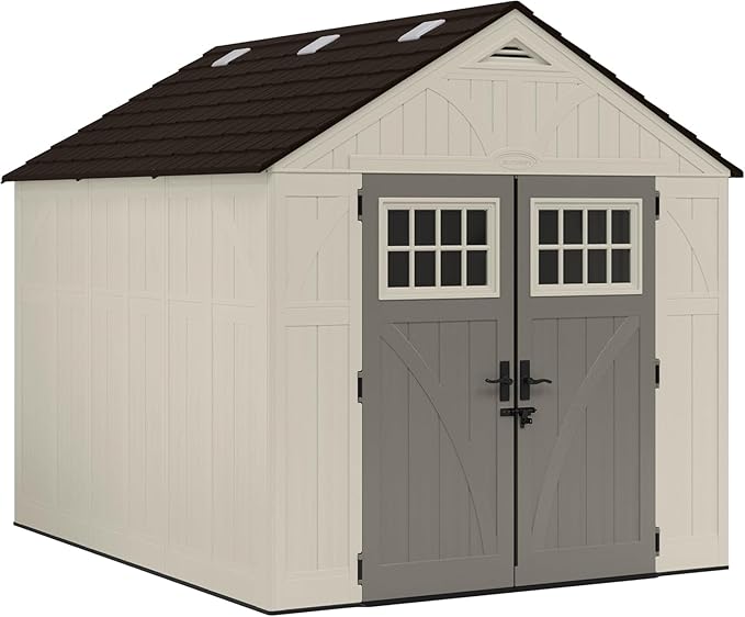Suncast 8x10 Outdoor Resin Storage Shed Lockable Garden Tool Organizer Large