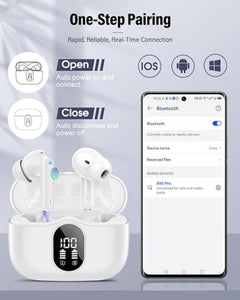 Wireless Bluetooth 5.4 Earbuds Noise Cancelling Stereo Headphones with LED Display