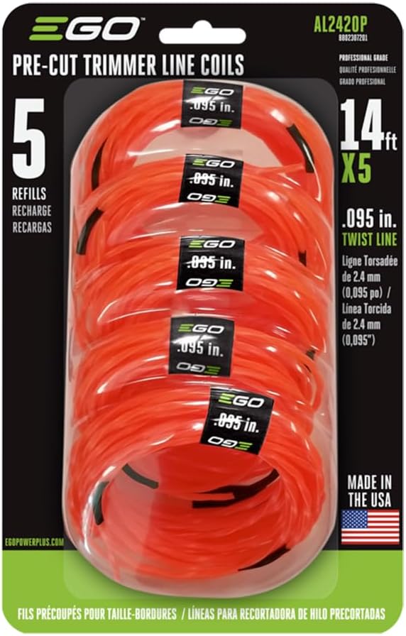 EGO POWER+ Twisted Pre-Cut String Trimmer Lines 0.095-Inch 5-Pack Replacement