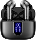 Wireless Bluetooth Earbuds LED Display 60H Playback Waterproof Charging Case Black