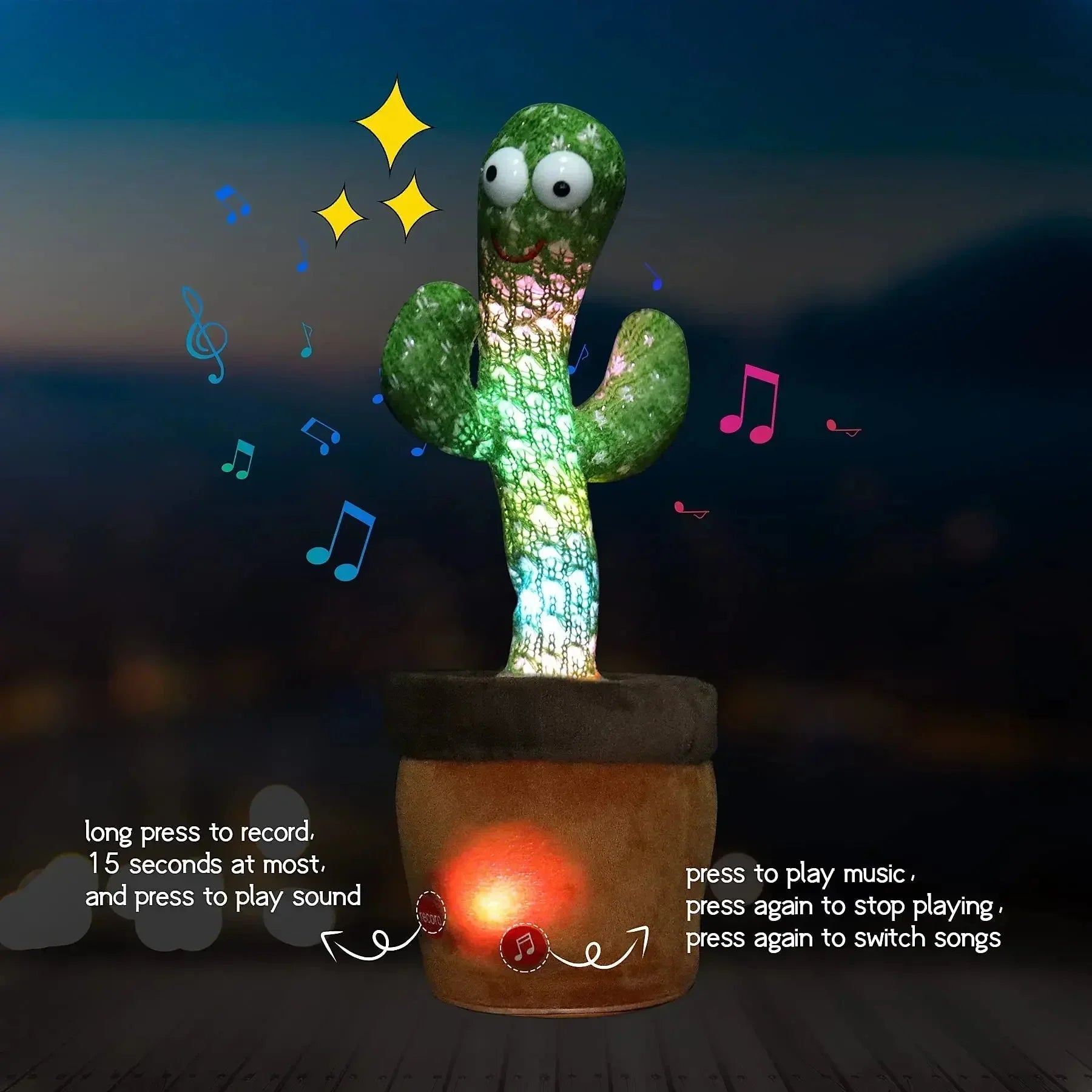 Talking Dancing Cactus Toy for Kids | Recordable Repeating Plush | 5 Styles