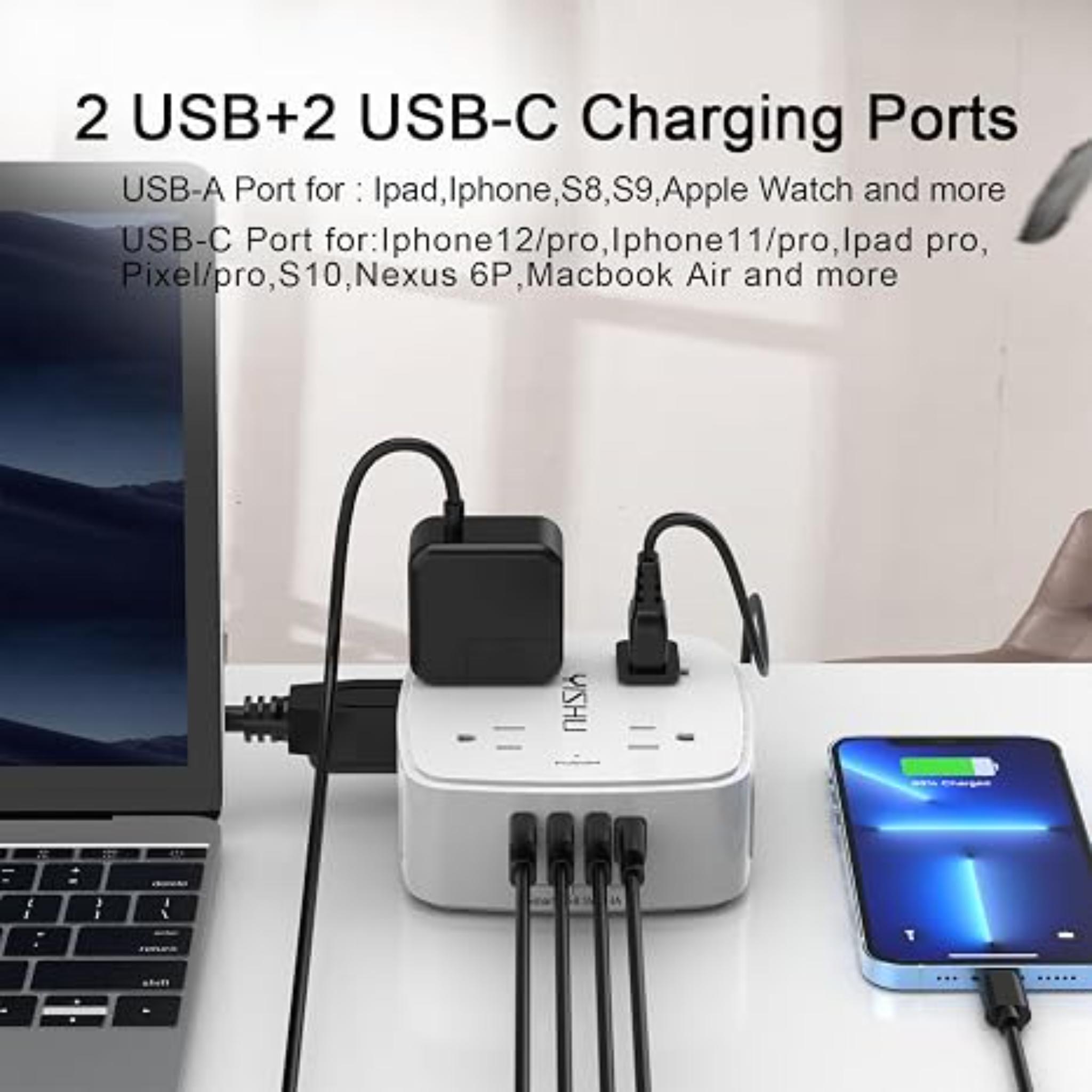 Surge Protector Power Strip with USB Ports Extension Cord Charging Station