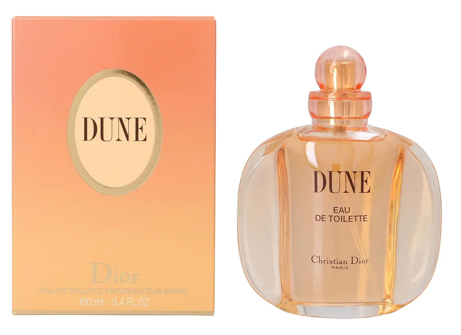 Dune Christian Dior perfume bottle and packaging on a white background