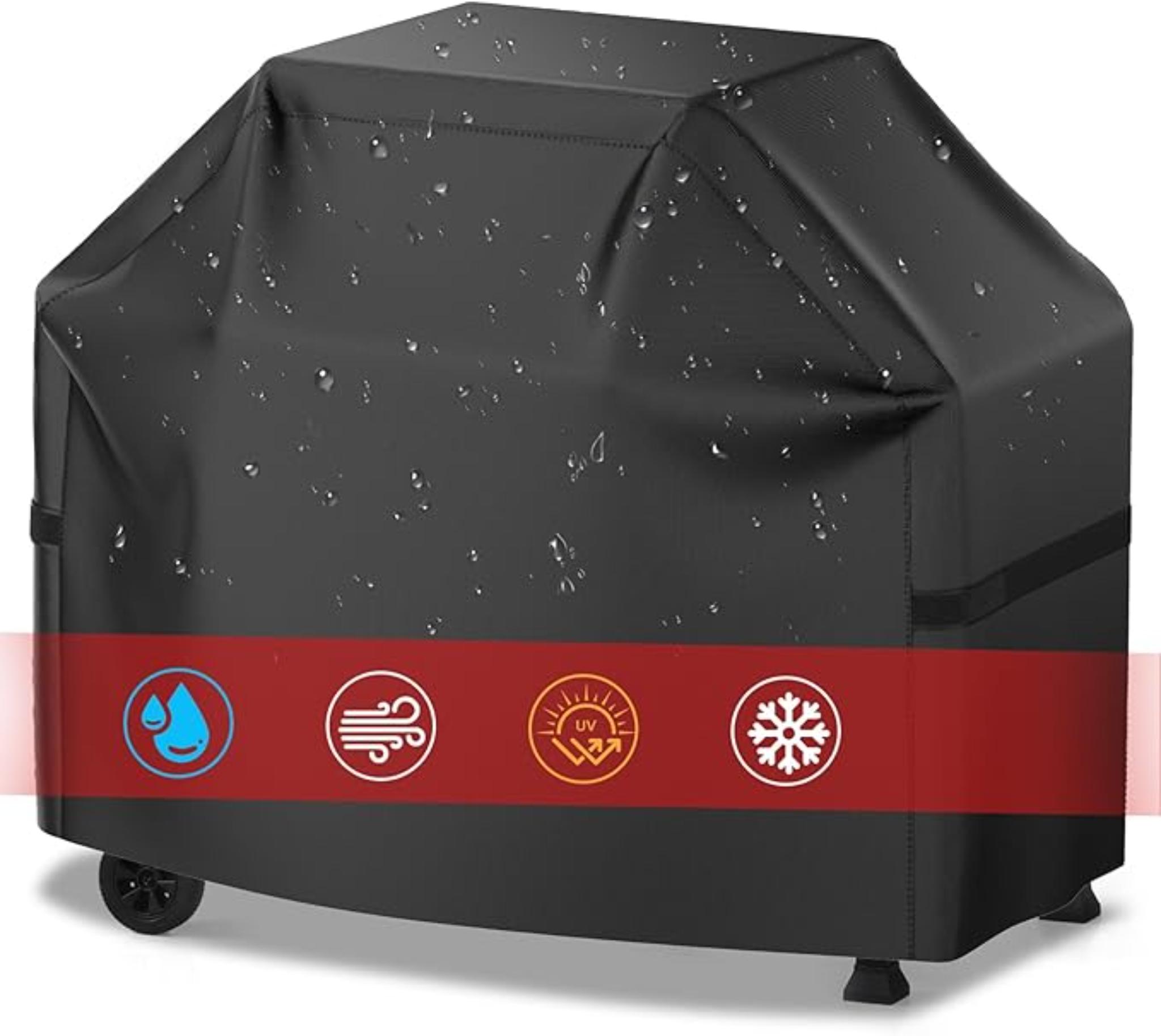 58 Inch Waterproof Outdoor BBQ Grill Cover UV Resistant Adjustable Drawstring Black
