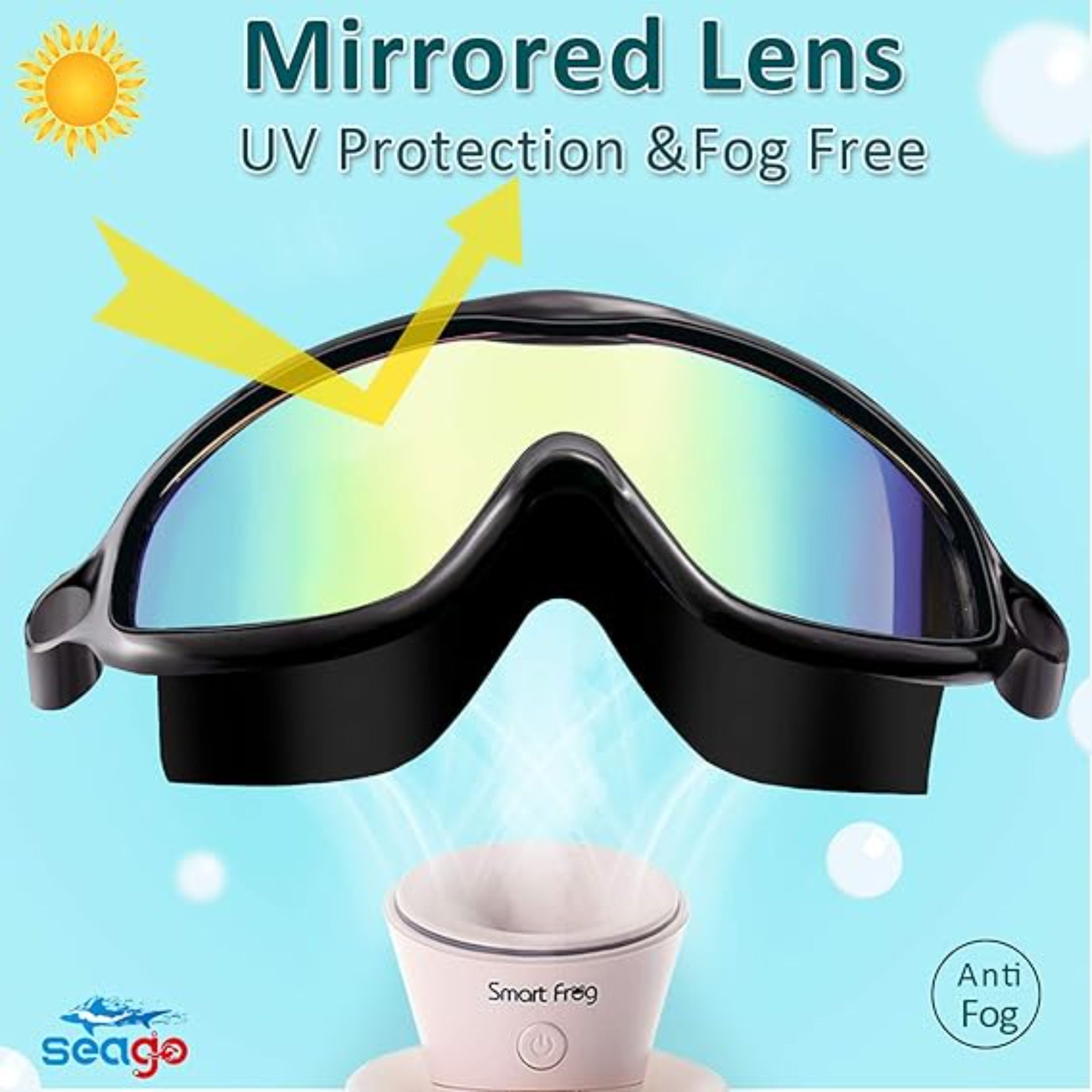 Seago Kids Swim Goggles 2-Pack Anti-Fog UV Protection Wide View Comfort