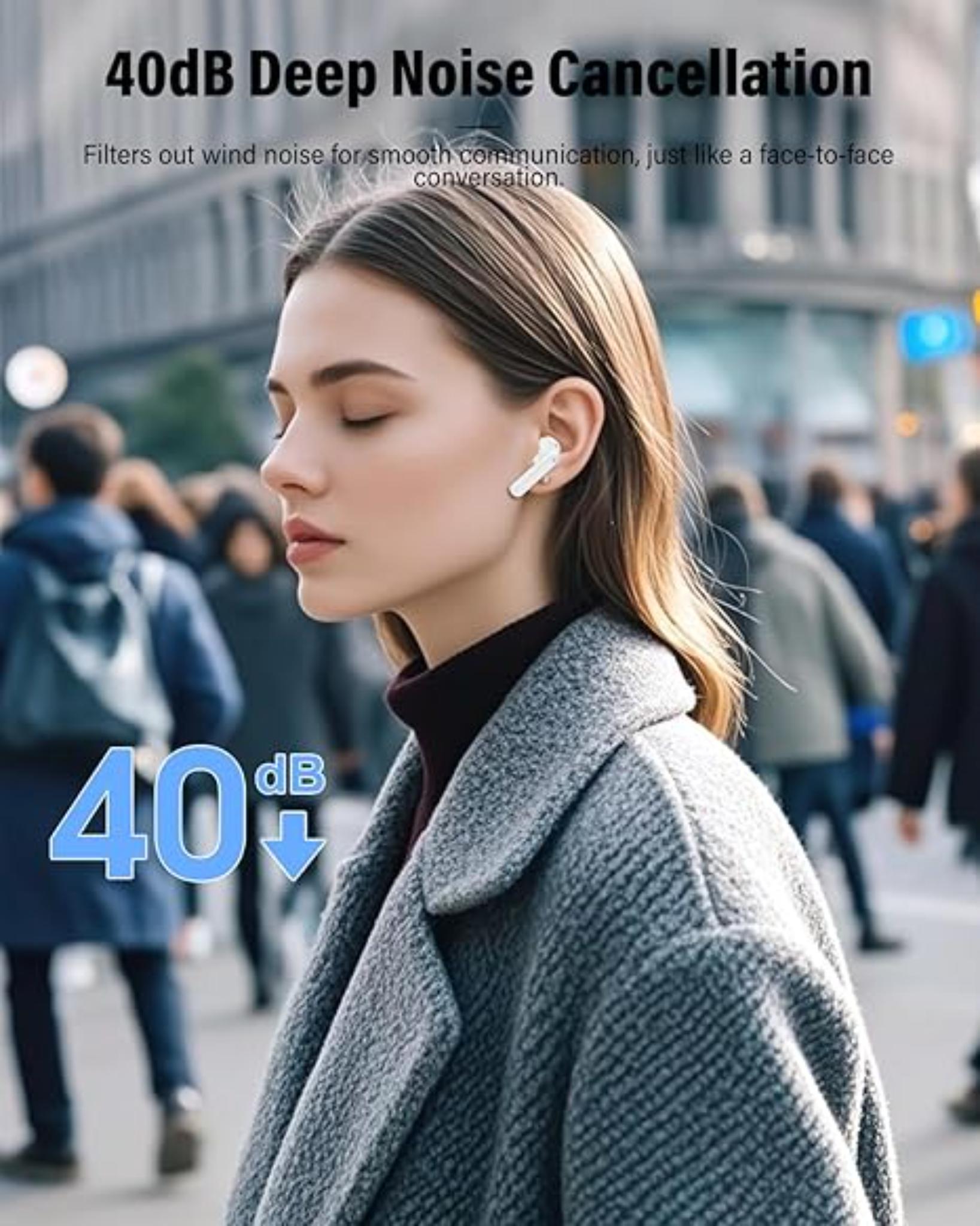 Wireless Bluetooth 5.4 Earbuds Noise Cancelling Stereo Headphones with LED Display