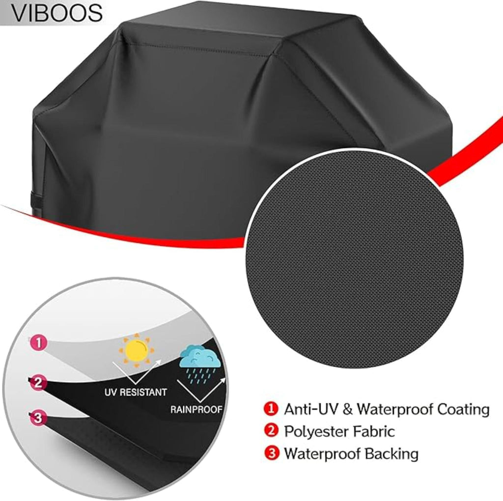 58 Inch Waterproof Outdoor BBQ Grill Cover UV Resistant Adjustable Drawstring Black