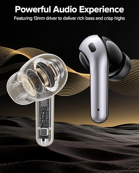 Wireless Bluetooth Earbuds LED Display 60H Playback Waterproof Charging Case Black