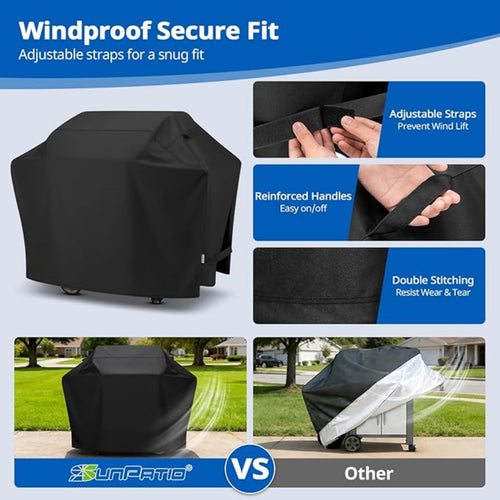 55 Inch Heavy Duty Waterproof Outdoor BBQ Grill Cover UV Protection Black