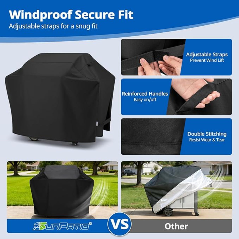55 Inch Heavy Duty Waterproof Outdoor BBQ Grill Cover UV Protection Black