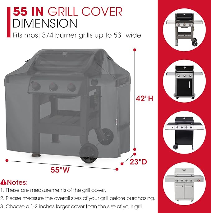 55 Inch Heavy Duty Waterproof Outdoor Gas Grill Cover All Weather Protection