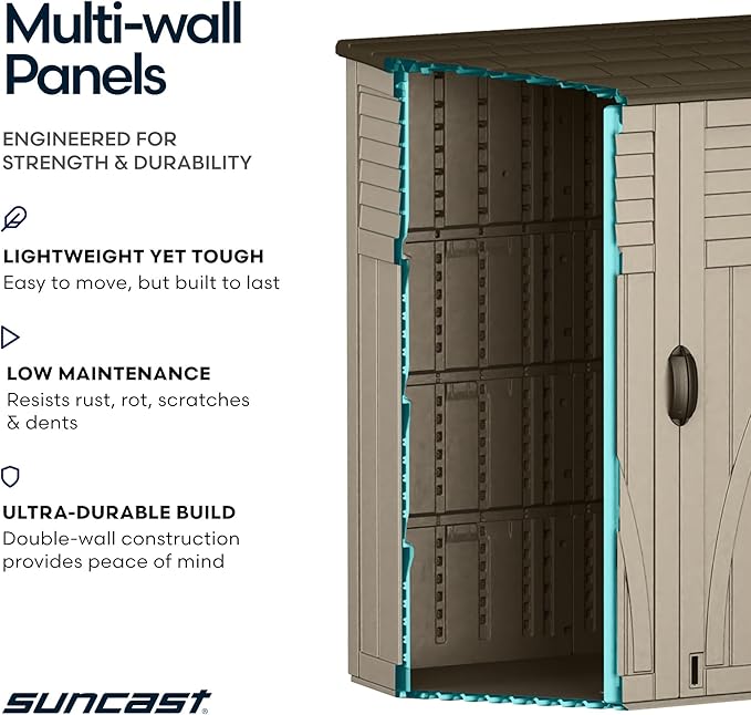Suncast Outdoor Resin Storage Cabinet Weatherproof Vertical Garden Storage 54 Cubic Feet