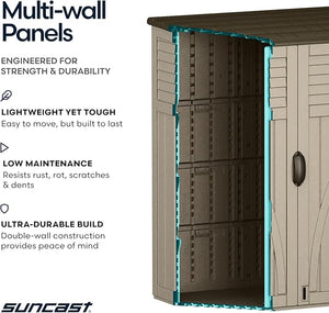 Suncast Outdoor Resin Storage Cabinet Weatherproof Vertical Garden Storage 54 Cubic Feet