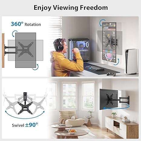 Full Motion TV Wall Mount with Swivel Tilt Extension Bracket Universal