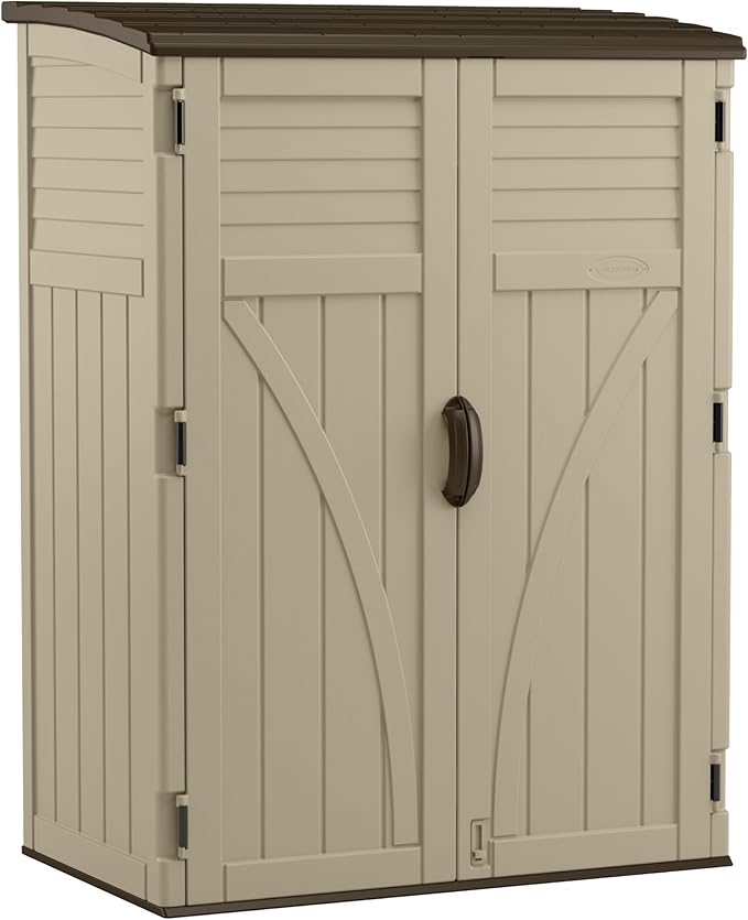 Suncast Outdoor Resin Storage Cabinet Weatherproof Vertical Garden Storage 54 Cubic Feet