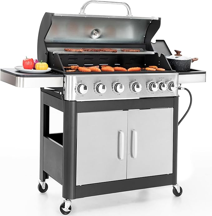 Sophia William 6-Burner Propane BBQ Grill Stainless Steel Outdoor Cooking Station