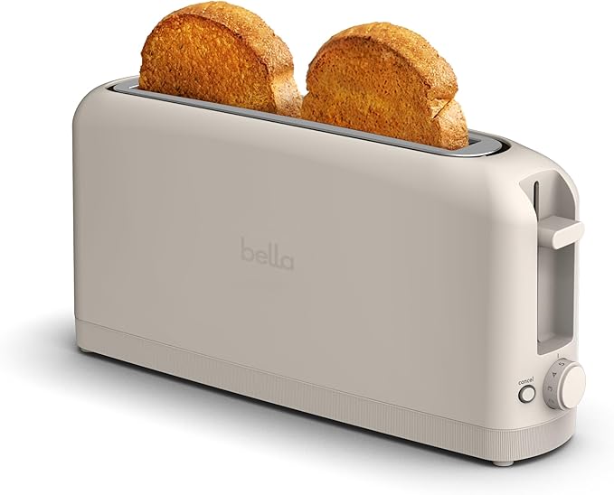 Bella 2-Slice Slim Toaster Long Slot Shade Control Oatmilk 900W Kitchen