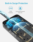 Power Strip Surge Protector Extension Cord with USB Charging Ports 20W