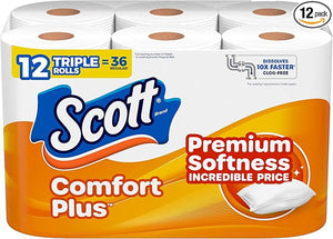 ComfortPlus Toilet Paper Triple Rolls Septic Safe 1-Ply Bathroom Tissue