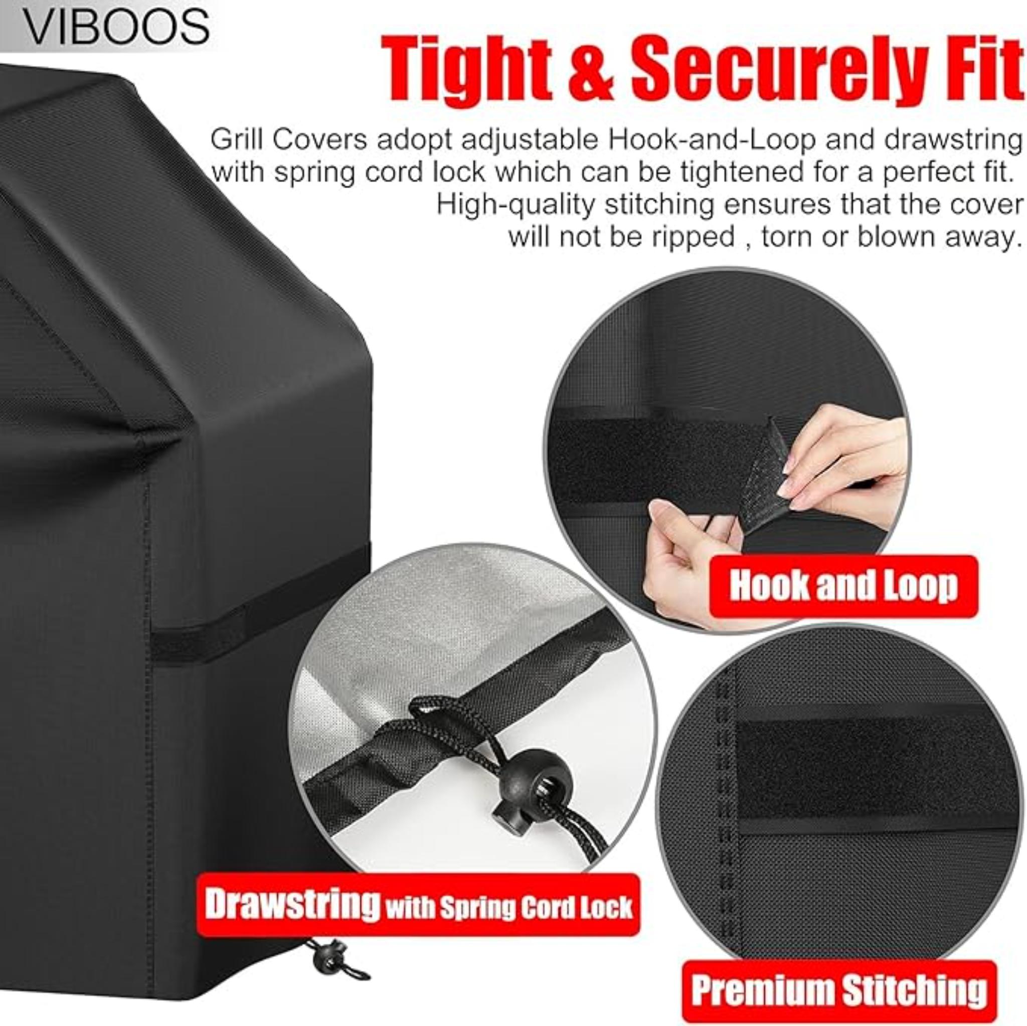 58 Inch Waterproof Outdoor BBQ Grill Cover UV Resistant Adjustable Drawstring Black