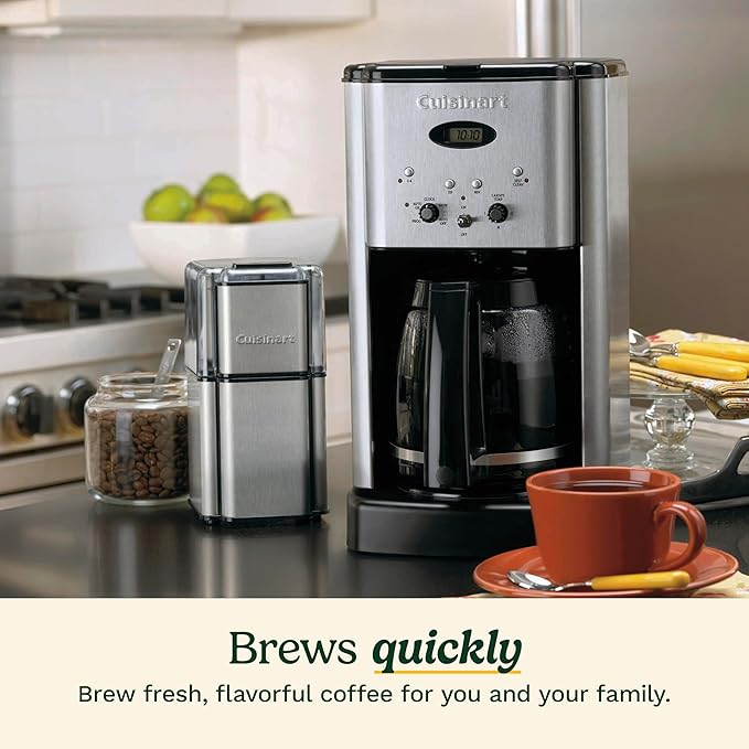 12-Cup Programmable Coffee Maker Brushed Chrome Glass Carafe Drip Brewing Machine
