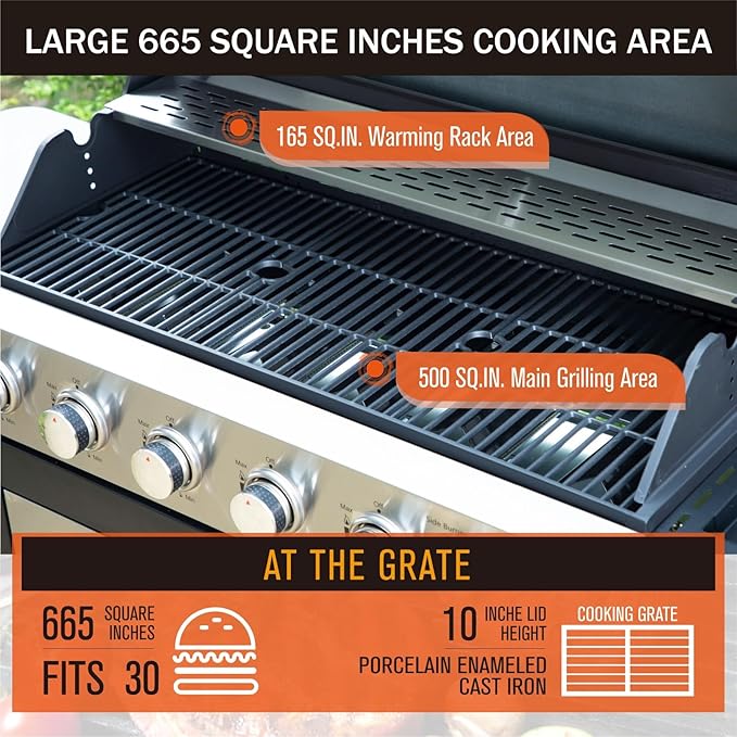 Sophia William 6-Burner Propane BBQ Grill Stainless Steel Outdoor Cooking Station