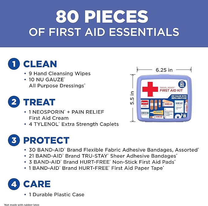 Portable Emergency First Aid Kit 80 Piece Travel Home Outdoor Essentials
