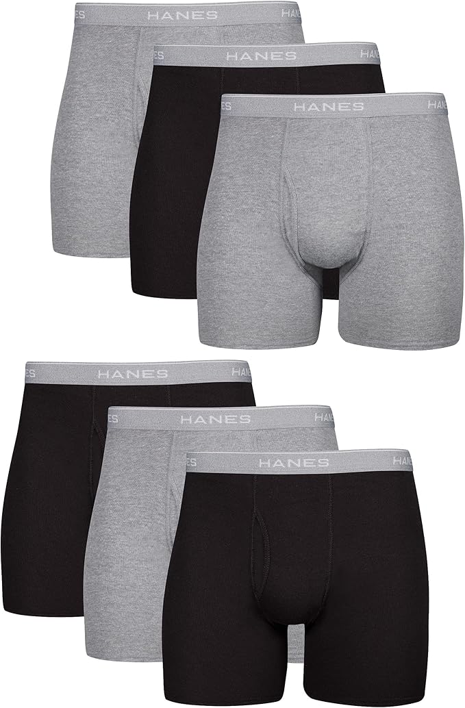 Men's Cotton Boxer Briefs Moisture-Wicking Breathable No Ride Up Underwear Pack