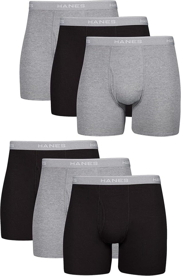 Men's Cotton Boxer Briefs Moisture-Wicking Breathable No Ride Up Underwear Pack