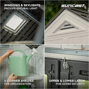 Suncast 8x10 Outdoor Resin Storage Shed Lockable Garden Tool Organizer Large