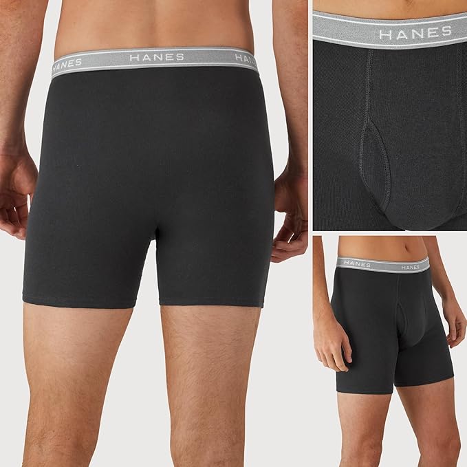 Men's Cotton Boxer Briefs Moisture-Wicking Breathable No Ride Up Underwear Pack