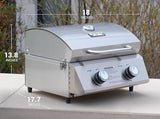 Monument Portable Tabletop Propane Gas Grill Stainless Steel Outdoor Camping Cooker