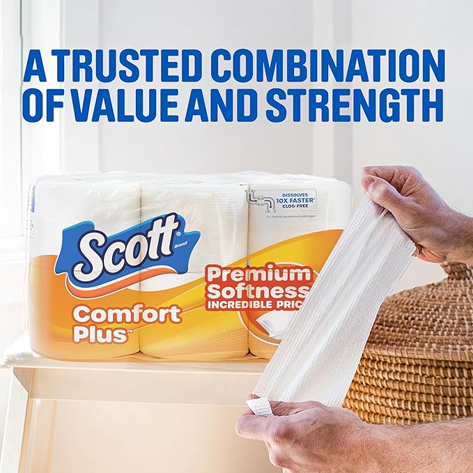 ComfortPlus Toilet Paper Triple Rolls Septic Safe 1-Ply Bathroom Tissue