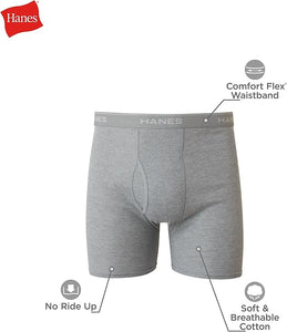 Men's Cotton Boxer Briefs Moisture-Wicking Breathable No Ride Up Underwear Pack