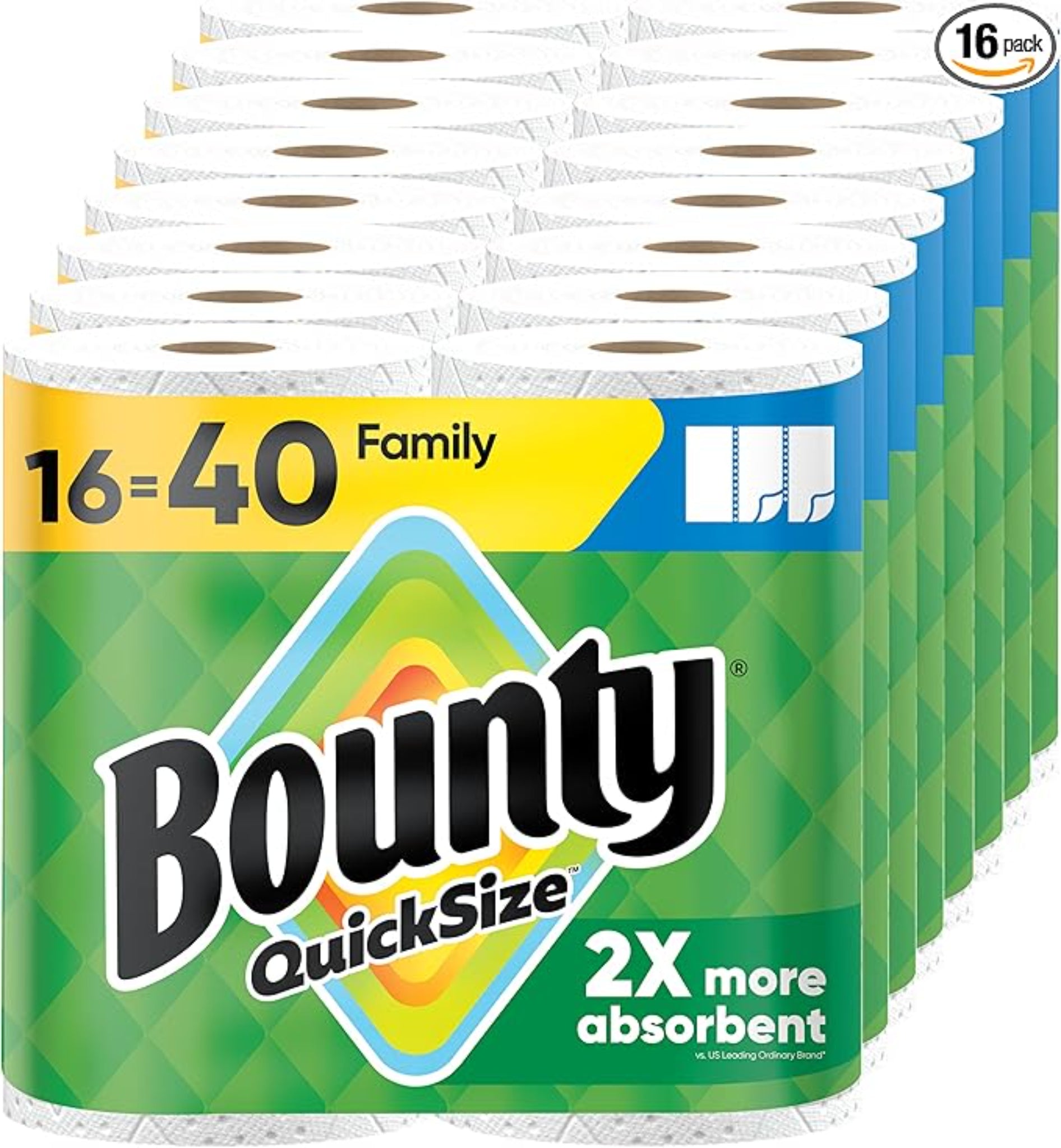 Bounty Quick Size White Paper Towels 16 Family Rolls Strong